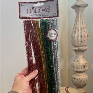 Darice Festive Tinsel Stems - Sparkling Red, Green, Gold, Silver